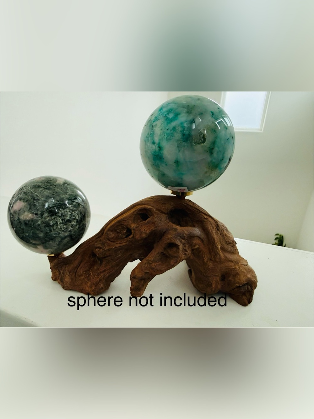Natural Driftwood Base Display - Double Sphere Holder